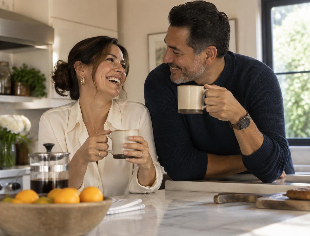 Couple enjoying coffee together