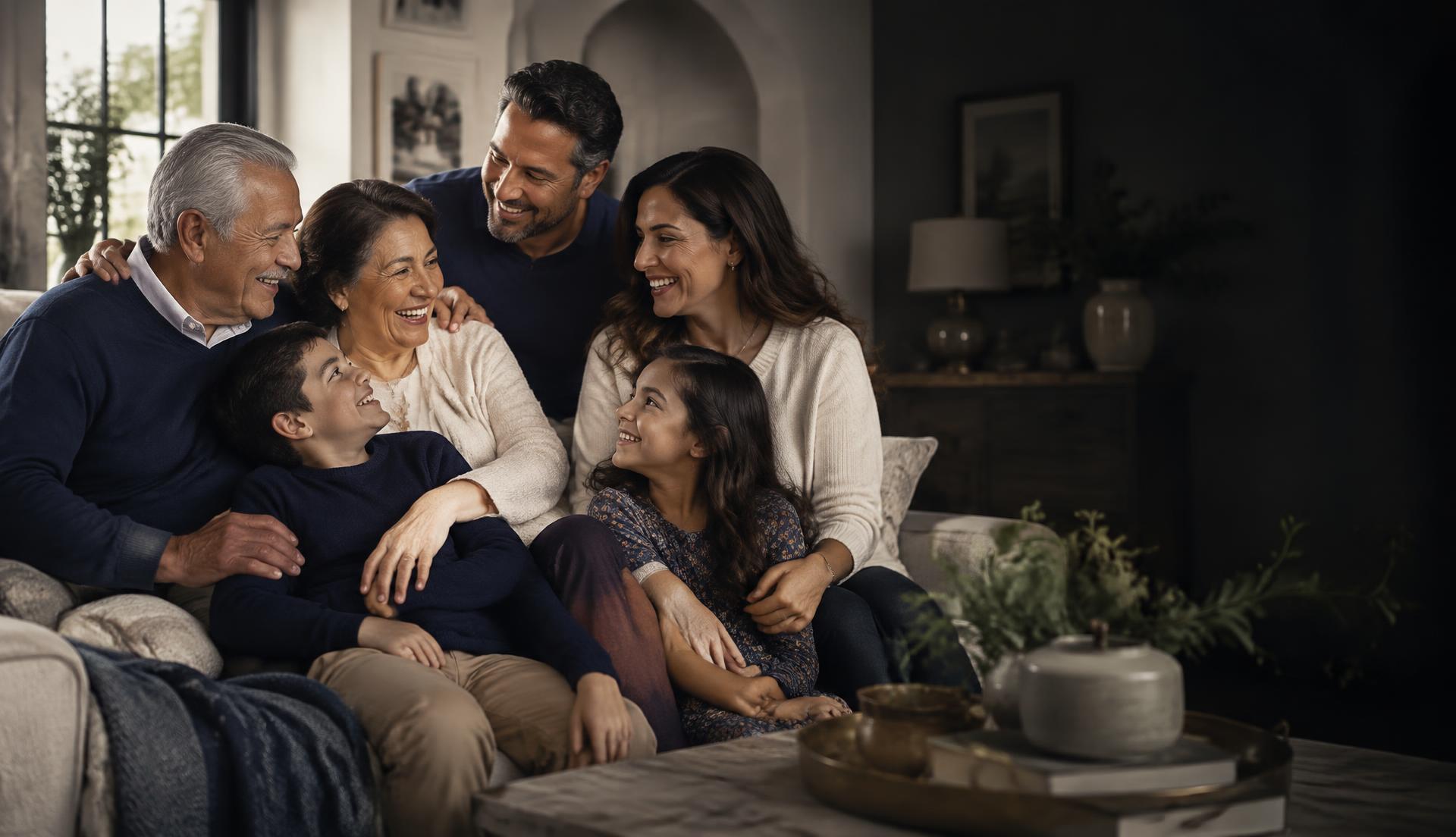 Multigenerational Hispanic family sharing time together